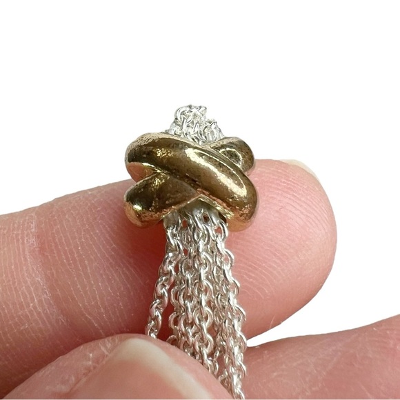 CHAPS Bright Silver Tone Multi Strand & Gold Tone Criss Cross Spacer Necklace - Picture 8 of 10